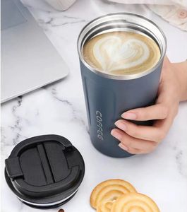 304 Stainless Steel Thermos Coffee Mugs Office Water Bottles Car Traveling Cups Double Vacuum With Rubber Bottoms and Lids UPS/DHL/FEDEX A0029