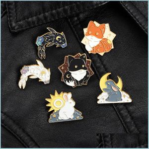 Pins Brooches Dog Rabbit Gold Fish Enamel Brooches Pin Women Dress Coat Shirt Demin Metal Funny Badges Gift 6163 Q2 Drop Del Dhgarden Dh9Ou