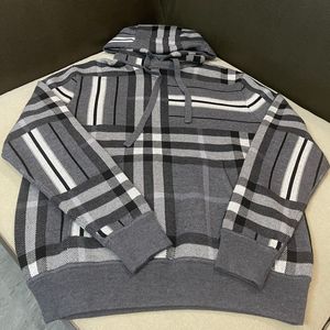 2022 New Men 's Plaid Wool 후드 스웨터 고급 브랜드 품질 디자인 가을 겨울 긴 슬리브 스웨터