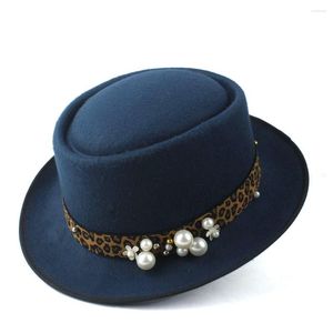 Berets Fashion Pork Pie Hat For Women Fedora Lady Trilby Fascinator Size 58CM