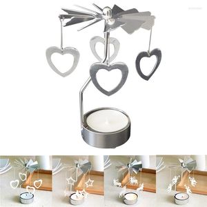 Ljusstakar kreativa romantiska roterande ljusstake snurrande tealight metall te ljush￥llare karusell heminredning br￶llop