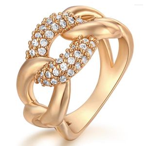 Anéis de casamento 2022 Mulheres Twisted Shape Noivage Ring Stacking Combating Bandy Anniversary Romantic Austria Crystal Gold Color