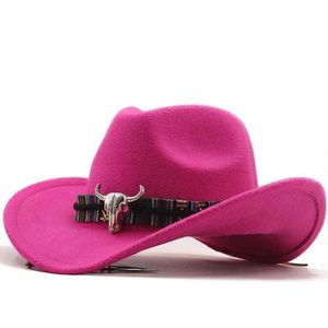 Cappelli Sciarpe Guanti Set Europa Stati Uniti cappello da cowboy occidentale transfrontaliero corno di lana jazz top