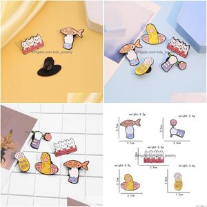 Spille Spille Cartoon Animal Spille 5Pcs / Set Happy Cat Paw Smalto Sciarpa Fibbia Distintivi Fiore Pesce Lettera Lega Pin Gioielli da donna Dhxv7