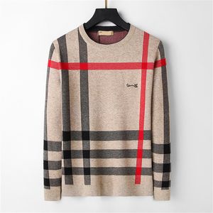 Markowe swetry męskie moda wysokiej jakości Czarny Khaki sweter z okrągłym dekoltem Nadrukowany wzór Elastyczne mankiety Utrzymuj ciepło jesienią i zimą hurtowo m l xl xxl xxxl 03