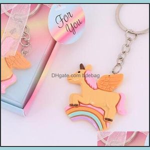 Party Favor Rainbow Keys Buckle Valentine Day Personalized Wedding Favors Giveaways Gift Keychains Originality Key Ring Fas Homefavor Dhstl