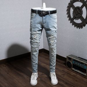 Herren Jeans Mode zerrissene Denim-Hosen Hochwertige gerade lässige vier Jahreszeiten kleine Füße Neun-Punkt-Hosen Männer 221128