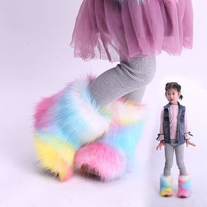 Boots Children Snow Winter Toddler Girl Fashion Colorful Fur Kids Ankle Plus Velvet Warm Cotton Shoes for Girls 221125