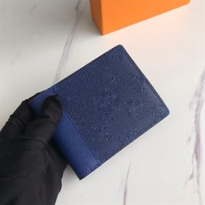 Famous Brand Leather Mens Wallets Classic Blue Flower Letter Mulheres CLIP CLIP PESSÕES