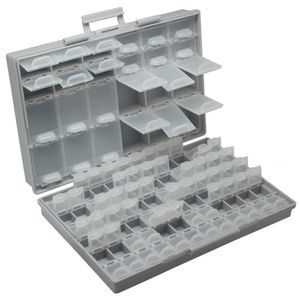 SMD Resistor & Capacitor Assortment Storage Box Kit - Plastic Organizer Case for Lab Electronics, 221128