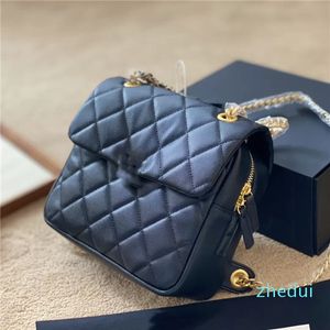 Bolsas de mochila de grife cl￡ssica de grife de gorjeta de qualidade de couro de couro genu￭no, bolsas de caviar crossbods de diamante saco de ombro de metal de diamante saco de metal dourado