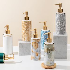 Set di accessori da bagno 390ML Lussuoso modello in marmo con pietre preziose Dispenser di sapone liquido Lozione Bottiglia Tazze Piatto esotico per la casa Bagno