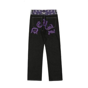 Erkekler kot varış renk bloğu vintage siyah erkekler hip hop pantolon düz gevşek gündelik kot pantolon pantalones hombre 221128