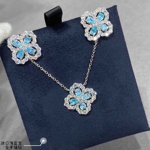 Halsband 925 Sterling Silver HW Lucky Pendant Sunflower Collar Chain Girl Charm Simple Four Leaf Grass Halsband