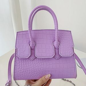 Evening Bags Fashion Women Crocodile Pattern PU Leather Handbag Office Ladies Purple Blue Chain Shoulder Bag 2022 Big Tote Prom Clutch Bolsa