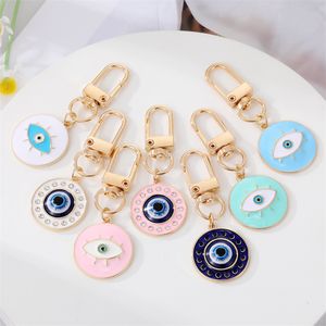 Round Eye Keychain sleutelring voor vrienden koppels blauw Turkse oogtas auto sleutelhang charme accessoires sieraden Q2