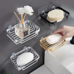 Towel Racks Wall Mounted Bathroom Soap Dish Holder Kitchen Sponge Storage Shelf Aluminum Selfadhesive Soap Box Basket Rack Home Organizer 221128