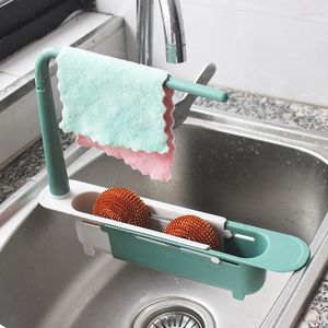 Kitchen Storage Accessories Sink Sponge Holder Hanging Strainer Adjustable Snap Bathroom Drain Basket Shelf