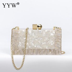 Evening Bags YYW Marbling white Acrylic Purse Box Clutch Luxury Handbags Women Bgas Designer Messenger Beach Travel Summer Hand 221125