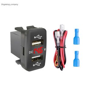 Fast Charger Car Dual Port 12-24V 4.2A Socket Mobile Phone USB Adapter Voltmeter Display Power Outlet For Toyota
