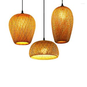 Pendant Lamps Chinese Hand Knitted Bamboo Art Lights Restaurant Caf Loft Hanging Lamp Home Decor Led Light Fixtures