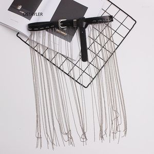 Belts 2022 Est Silver Alloy Bead Fringe Waist Belt Wide PU Leather Buckle Jean Dress Corset Waistband Decoration