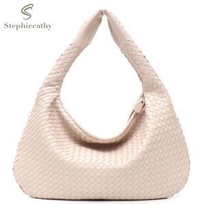 Borse da sera SC Brand Borsa hobo in pelle vegana intrecciata a mano borsa femminile casual grande capacità patchwork cerniera spalla donna 221125