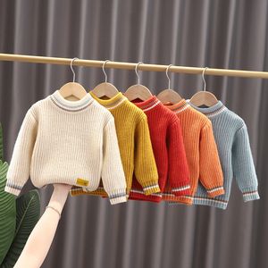 Pullover kläder flickor vinter höst stickad solid tröja barnkläder barn 1-7 år 80-140 babyrock barn studenter topp 221128