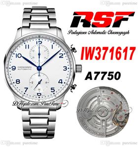 RSF IW3716 A7750 Otomatik Kronograf Erkekler İzle 41mm Gümüş Dial Mavi İşaretçiler Paslanmaz Çelik Bilezik Süper Edition ETA Saatler Puretime 03A1