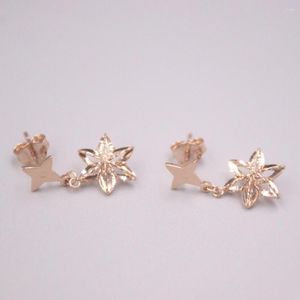 Серьги -грибы Pure 18K Rose Gold Gift Lucky Flower Star Dangle / 1,6 г AU750