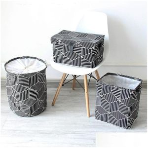 Storage Baskets Square Basket Geometric Storage Box Household Creative Foldable Receiving Laundry Style Home Cleaning Supplies 13 5M Dhcjr