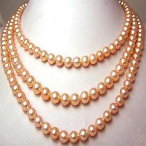 Schöner atemberaubender Schmuck 8-9 mm Südsee rosa Perlenkette 50 