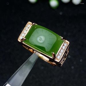 Cluster Ringe Natürliche und echte Hetian Jade Mann Ring 925 Sterling Silber Großhandel Feinschmuck 8 13mm Edelstein