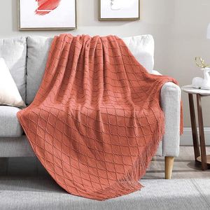 Filtar Nordisk design soffa kasta filt pläd mjuk stickad för sängöverdrag sängäcke dekorativ med tofs