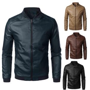 Mens Wool Blends Fashion Coat Leather Jackets Stand Collar Slim Casual Fleece Thicken Motorcykel PU JACKA VARM Märke Kläder 221128