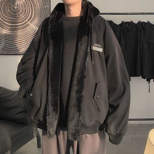 Mens Jackets Wool Korea Draag beide kanten Fashion Trend Streetwear Bomber Bomber Hooded Jacket Color Coats Pocket Decoration Wind Breaker Kleding 221128