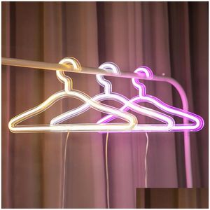 Hangers Racks Creative Led Clothes Hanger Neon Light Hangers Ins Lamp Proposal Romantic Wedding Dress Decorative Clothesrack 116 P Dh9Ox