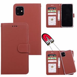 Plånbokstelefonfodral för iPhone 13 12 11 Pro Max X Xs XR 7 8 Plus lammskinn Ven Pu Leather 2in1 Magnetic Flip Kickstand Cover Case med kortplatser