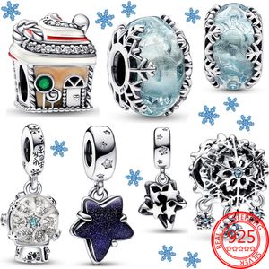 Yeni Popüler Sterling Gümüş Kış Buz ve Kar Damlaları Pandora Charm Bilezik Takı Noel Hediyeleri için uygundur