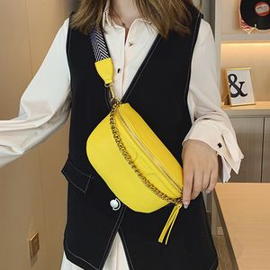 Midjep￥sar Fashion Women Pu Leather Chain Belt Fanny Pack varum￤rke Designer Banana Crossbody Belly Band S 221125