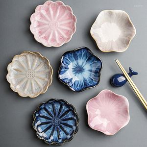 Plakalar yenilik Japon buz çatlak çiçek şekli seramik atıştırmalık yemekler tabak sırt porselen yemek baharatlı sos tabak suşi kek tepsisi