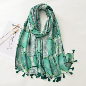 Scarves 2022 Cotton Big Circle Pattern Tassel Shawls Long Soft Beautiful Dot Scarf Wrap Hijab 6 Color