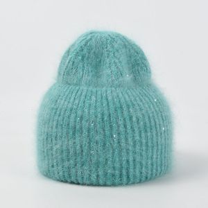 Beanieskull Caps outono e inverno fofo mola spring beas angora coelho chap￩u de malha feminina feminina brilhante e espessada casal de l￣ macio 221125