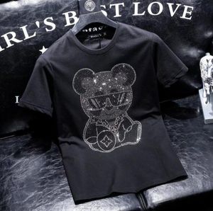 22SS 디자이너 T 셔츠 여름 유럽 파리 아메리칸 핫 드릴링 패션 남성 Tshirts면 캐주얼 티셔츠 여자 남자 티스 블랙 화이트 S-5XL