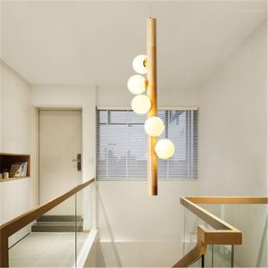 Pendant Lamps Nordic Magic Bean Light Stairwell Creative Art Deco Simple Restaurant Molecular Modern Wood Personality Chandelier