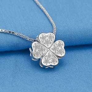 Necklaces Copper silver plated necklace women's new four leaf clover pendant simple versatile clavicle chain Japanese and Korean micro inlaid Pendant