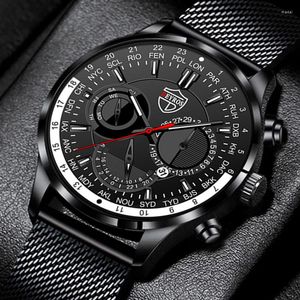 Relógios de pulso 2022Fashion Men Watches Man Business Aço inoxidável Mesh Belt BeltZwatch Wristwatch Luxury Male Casual Leather Watch Luminous