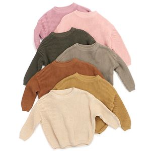 Kazak çocuk süveteri sonbahar kış erkek kız gündelik katı crewneck üstleri yumuşak kalın çocuklar giyim bebek kazak örgü yün giysileri 0-5y 221128