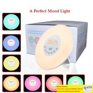 LED Novelty Lights with Digital Alarm Clock Night light with Wake Up FM Radio Colorful Light