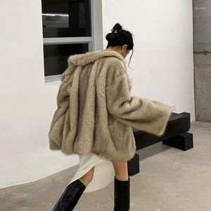 Women's Fur Autumn Winter Long Warm Soft Fluffy Faux Coat Women Drop Shoulder Sleeve Casual Loose Korean Elegant Fashion 2023 L43